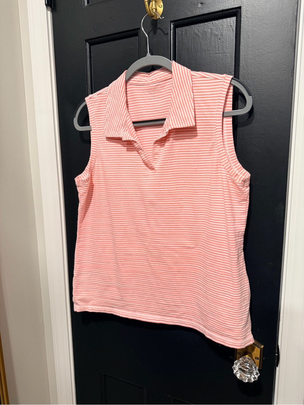 Talbots Pink Striped Sleeveless Polo Tank Top